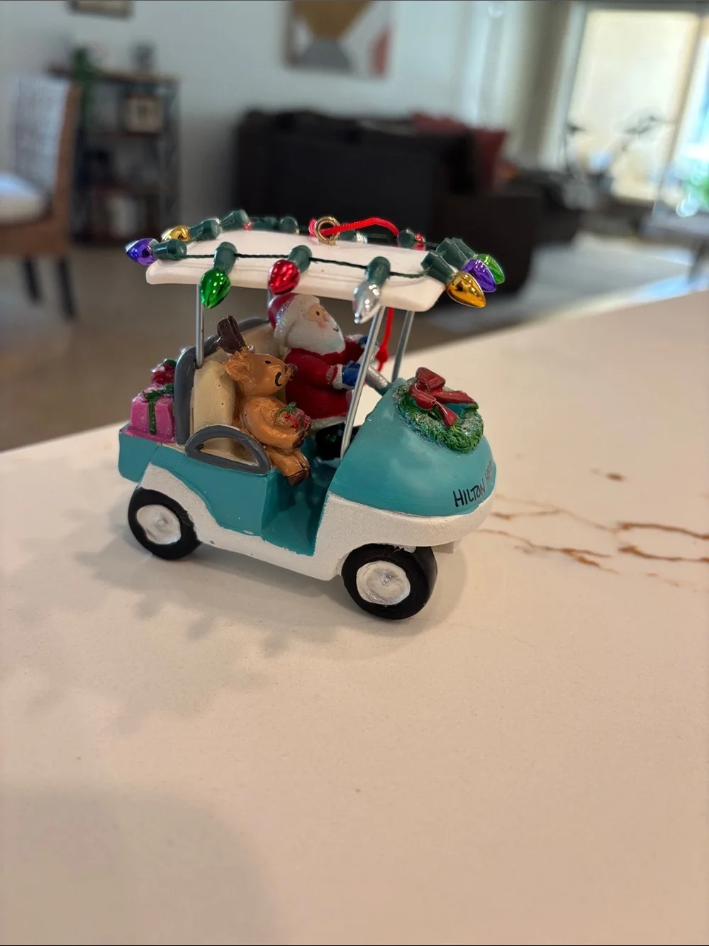 Hilton Head Island Blue Santa Golf Cart Holiday Ornament